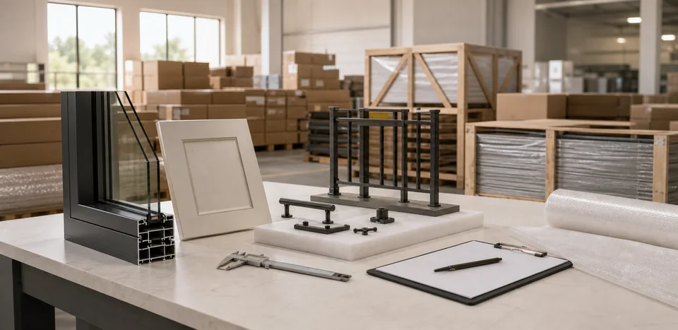 Quality inspection, packaging, and export preparation for custom building materials